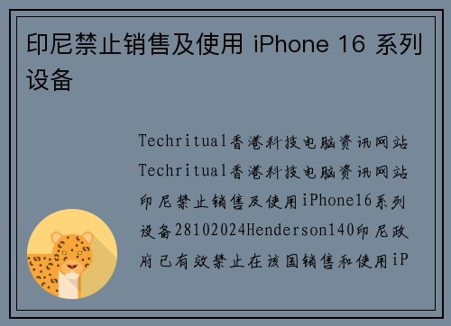 印尼禁止销售及使用 iPhone 16 系列设备